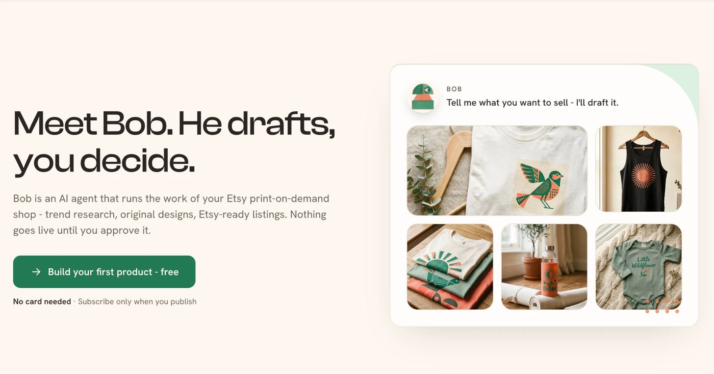 Bob's chat with drafted product tiles